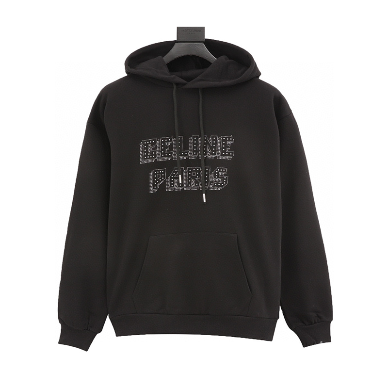 Celine Hoodie Rivets with Diamonds Letter Hooded Sweater for Men and Women