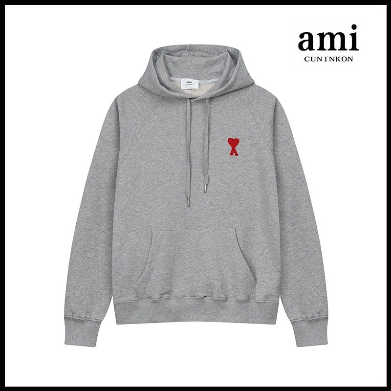 Ami Hoodie Ami Hoodie Couple Suit Classic Love Cotton Loose round Neck Raglan Hooded Sweater Leisure Tappered Trousers-CY