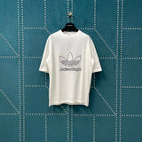 Balenciaga T-shirt Front Clover Hollow Embroidery logo round Neck Short Sleeve25ss New pure cotton T Unisex T-Shirt OS Loose Fit Base Shirt Top Half Sleeve T-Shirt