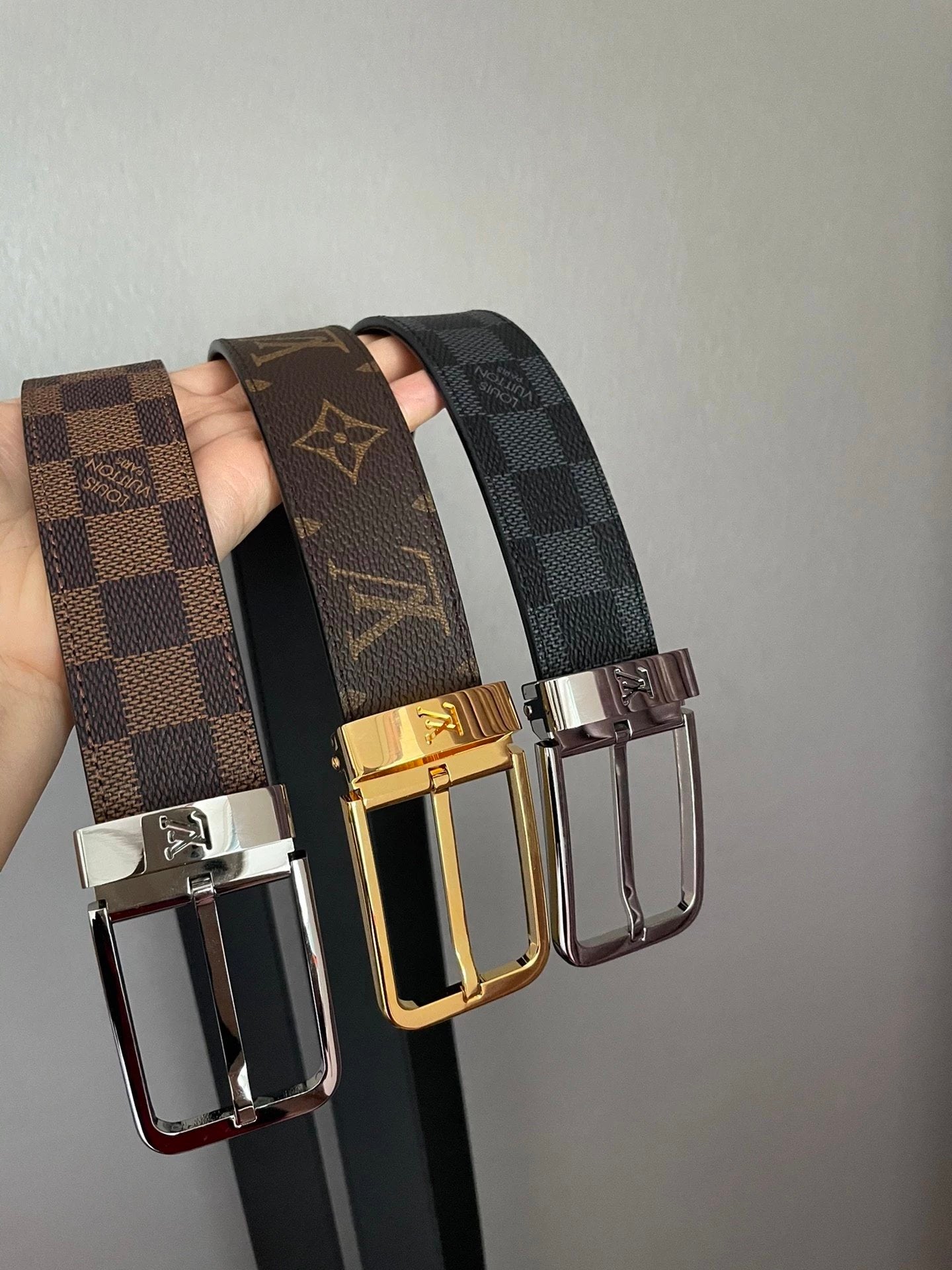 Louis Vuitton LV Belt Top version 【Counter Quality】The Most New Belt3.5cm Men's Belt Pin Buckle Men's Leather Belt with Classic Presbyopic Checkered Belt with Genuine Goods Packaging No Problem in and out of the Counter Versatile Casual Fashion Formal Wea