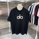 Alo Yoga T-shirt Chest Brand Letter Print logo round Neck Short Sleeve25ss New Pure Cotton Unisex Style T T-shirt OS Loose Fit Base Shirt Top Half Sleeve T-Shirt