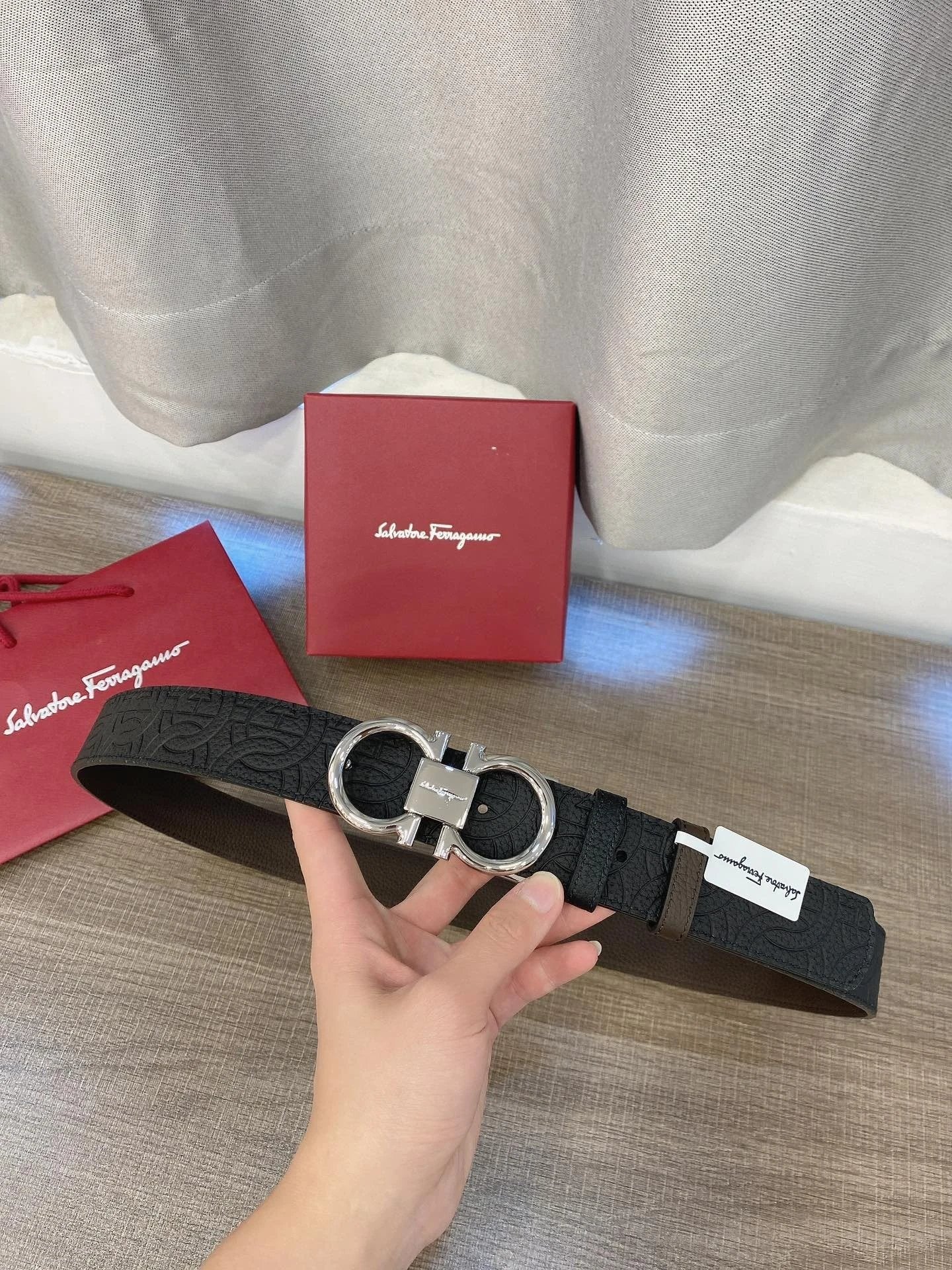 Ferragamo Belt Top version 【Counter Genuine Customization】Belt Men NFC Anti-Counterfeiting Surrogate Shopping Light Luxury Men's Leather Belt Vachette Clasp Business Casual Genuine Leather Replacement Belt Belt