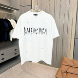 Balenciaga T-shirt Paris Eiffel Tower Style Direct Print on Chest logo round Neck Short Sleeve25ss New pure cotton T Unisex T-Shirt OS Drop Shoulder Loose Fit Base Shirt Top T-Shirt Short Sleeve