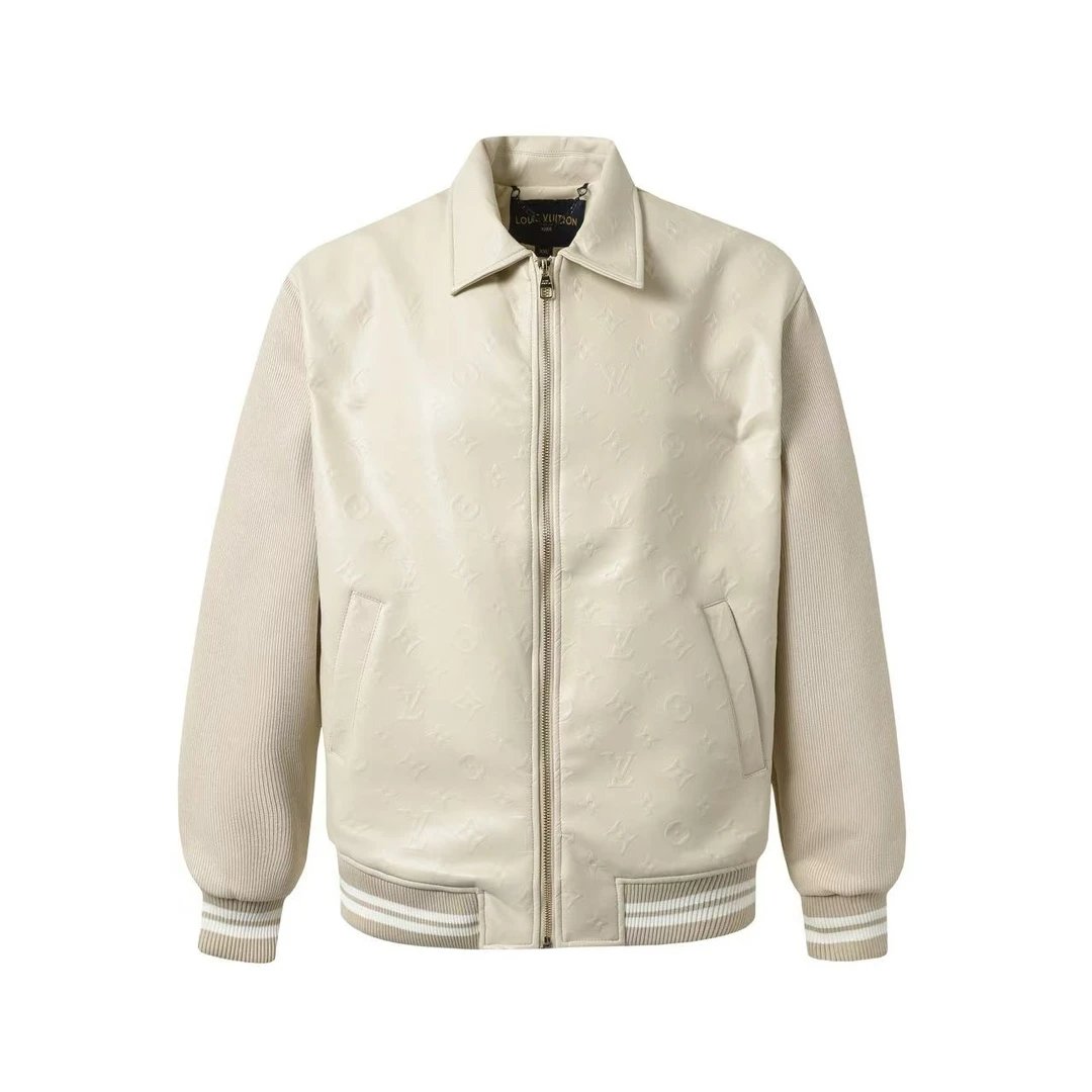 Louis Vuitton LV Jackets Patchwork Wool Leather Bomber Jacket Coat Unisex Autumn Winter New Sports Casual Loose Versatile