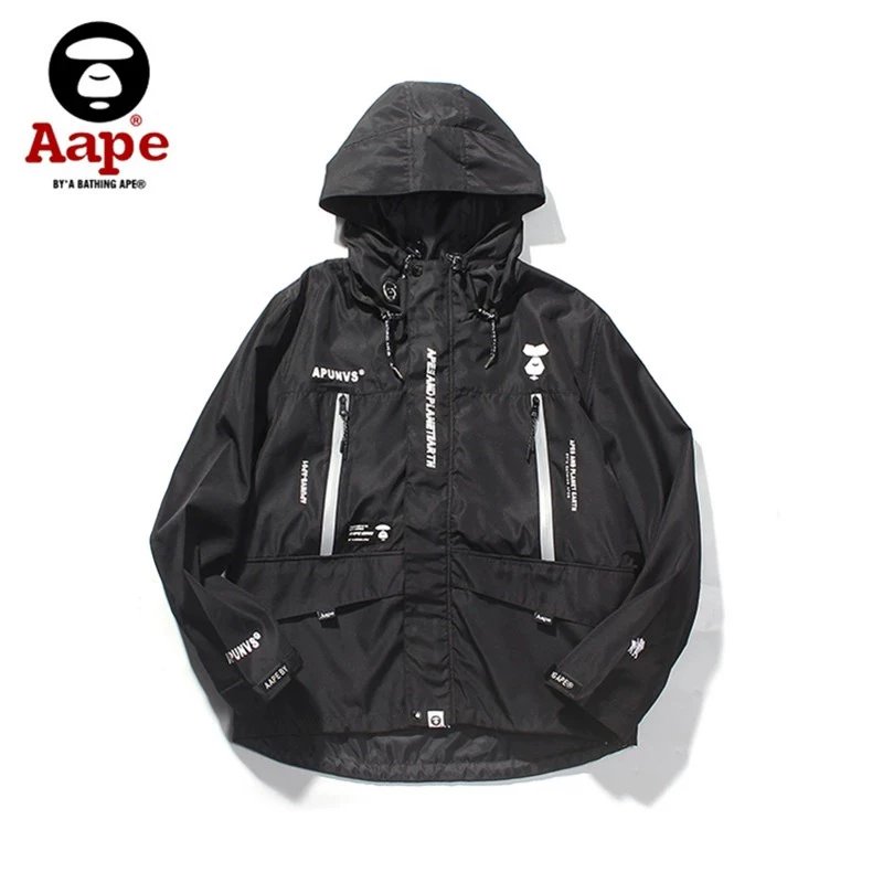 Bape Jackets Top Version Fashion Brand PE New Reflective Laser Stitching Anorak Men's and Women's Zipper Jacket Outdoor Jacket Coat