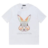 Louis Vuitton LV T-shirt Crystal Rabbit Head Print on Chest logo round Neck Short Sleeve25ss New Pure Cotton Unisex Style T T-shirt OS Loose Fit Base Shirt Half Sleeve T-Shirt Top Half Sleeve