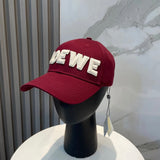 LOEWE Hat Minimalist Embroidery logo Baseball Cap Sunshade Sun Protection Duckbill Cap Large Head Circumference Slimming Face Curved Brim Versatile Sports Hat for Men and Women Couples Same Style