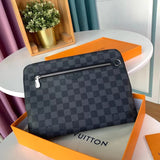 Louis Vuitton LV Wallets/Clutches Top version 【**Original Leather】M60417NEWPOUCH Men's Clutch Clutch Purse Wallet Men's Clutch Underarm Bag Envelope Package Wash Bag Men's Bag