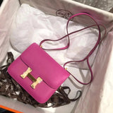 Hermes women's bag Top version 【H Handmade Custom】Stewardess Bag Constance Bag constance Silver Buckle Gold Buckle EP Women's Leather Crossbody Shoulder Bag2424