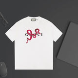 Gucci T-shirt Front Color-Block Letter Snake Year Limited Edition Print logo round Neck Short Sleeve25ss New Pure Cotton Unisex Style T T-shirt OS Loose Fit Base Shirt Top Half Sleeve T-Shirt