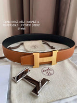 Hermes Belt Top version Spot High Quality h Home Men's Leather Belt Genuine Leather Double-Sided Pure Cowhide Business Casual Belt