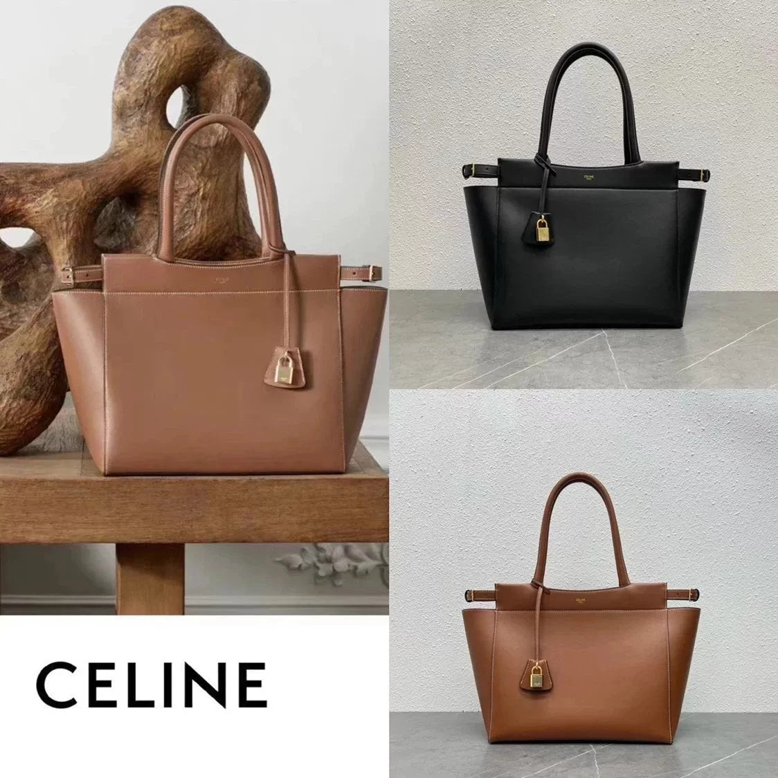 Celine women's bag Top version 【Original Leather Quality】Autumn and Winter New cabas Shopping Bag Full Leather Cattle Leather Bag Large Capacity Commuter Bag Shopping Bag Shoulder Bag Women's Bag