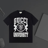 Gucci T-shirt Large Letter Print on the Chest logo round Neck Short Sleeve25ss New Pure Cotton Unisex Style T T-shirt OS Loose Fit Base Shirt Top Half Sleeve T-Shirt