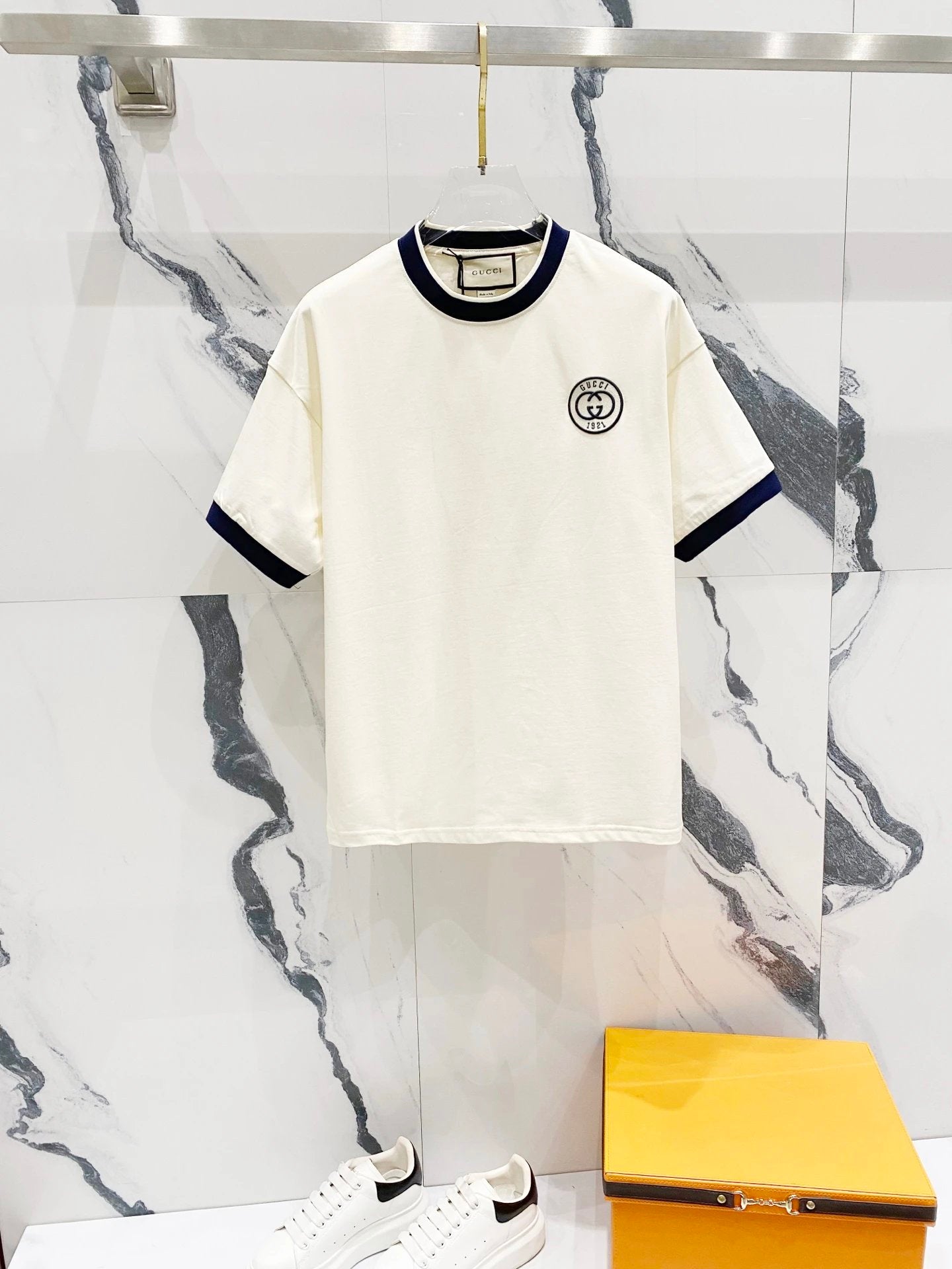 Gucci T-shirt Chest Letters1921Embroidery logo round Neck Short Sleeve25ss New Pure Cotton Unisex Style T T-shirt OS Loose Fit Base Shirt Top Half Sleeve T-Shirt