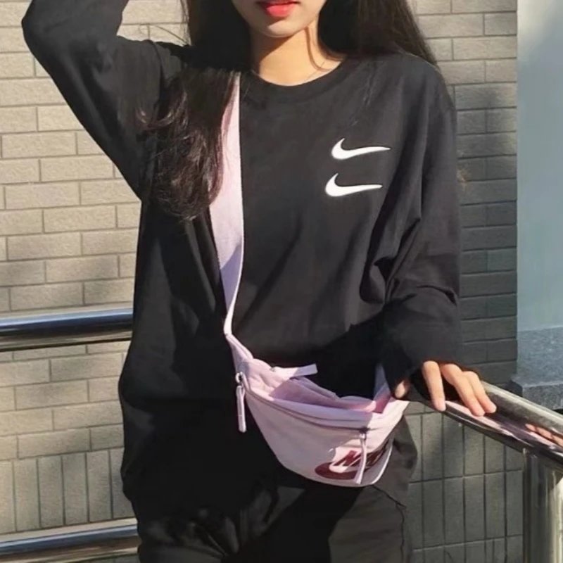 Nike /Men and Women Couple Double Hook Cotton round Neck Sweater Sports Casual Pullover Long Sleeve T T-shirt DB6156