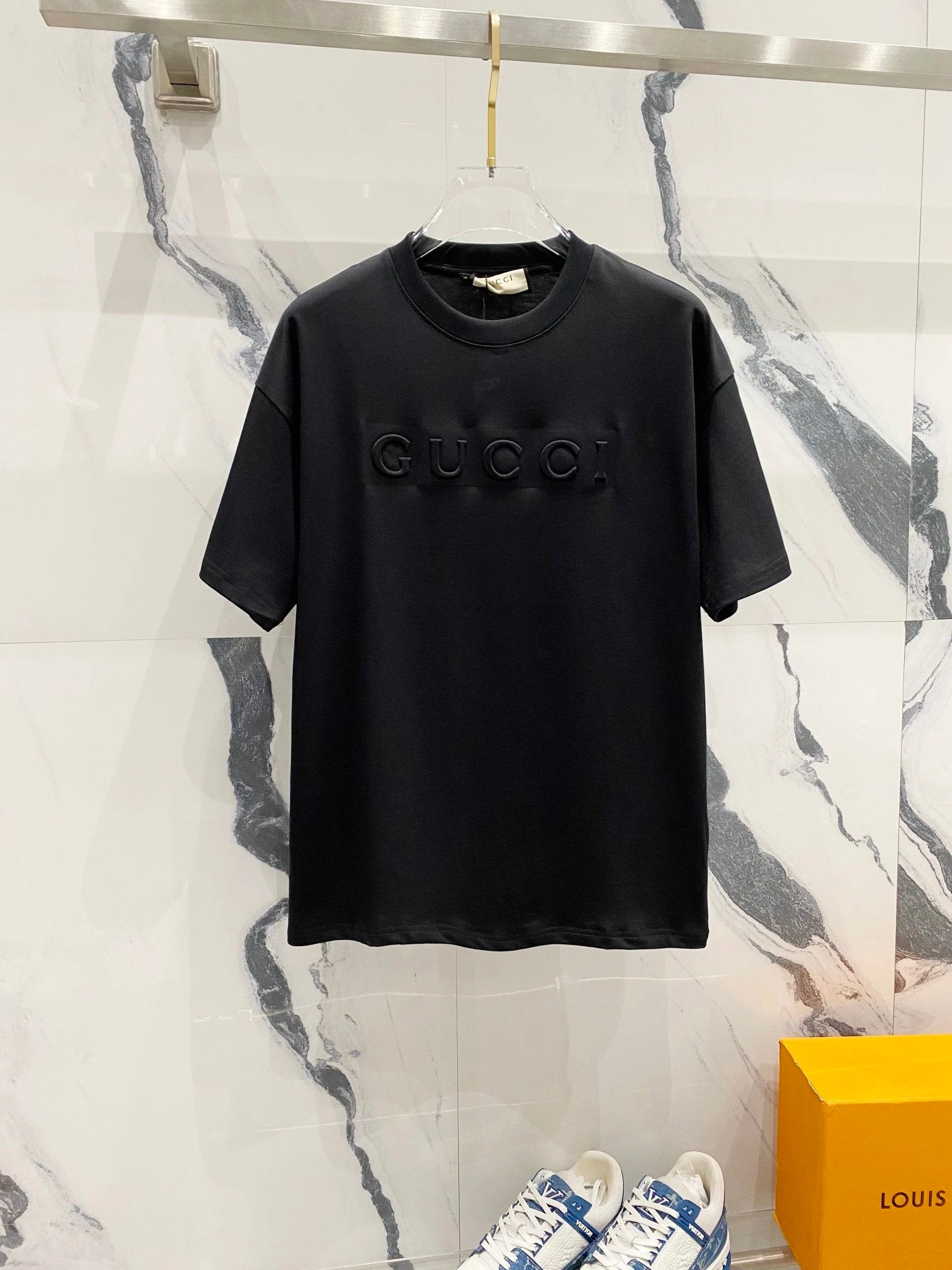 Gucci T-shirt Minimalist Brand Letters LOGO Embossed Logo Crew Neck Short Sleeve Pure Cotton T Unisex T-Shirt OS Loose Fit Base Shirt Summer Casual Simple T-Shirt