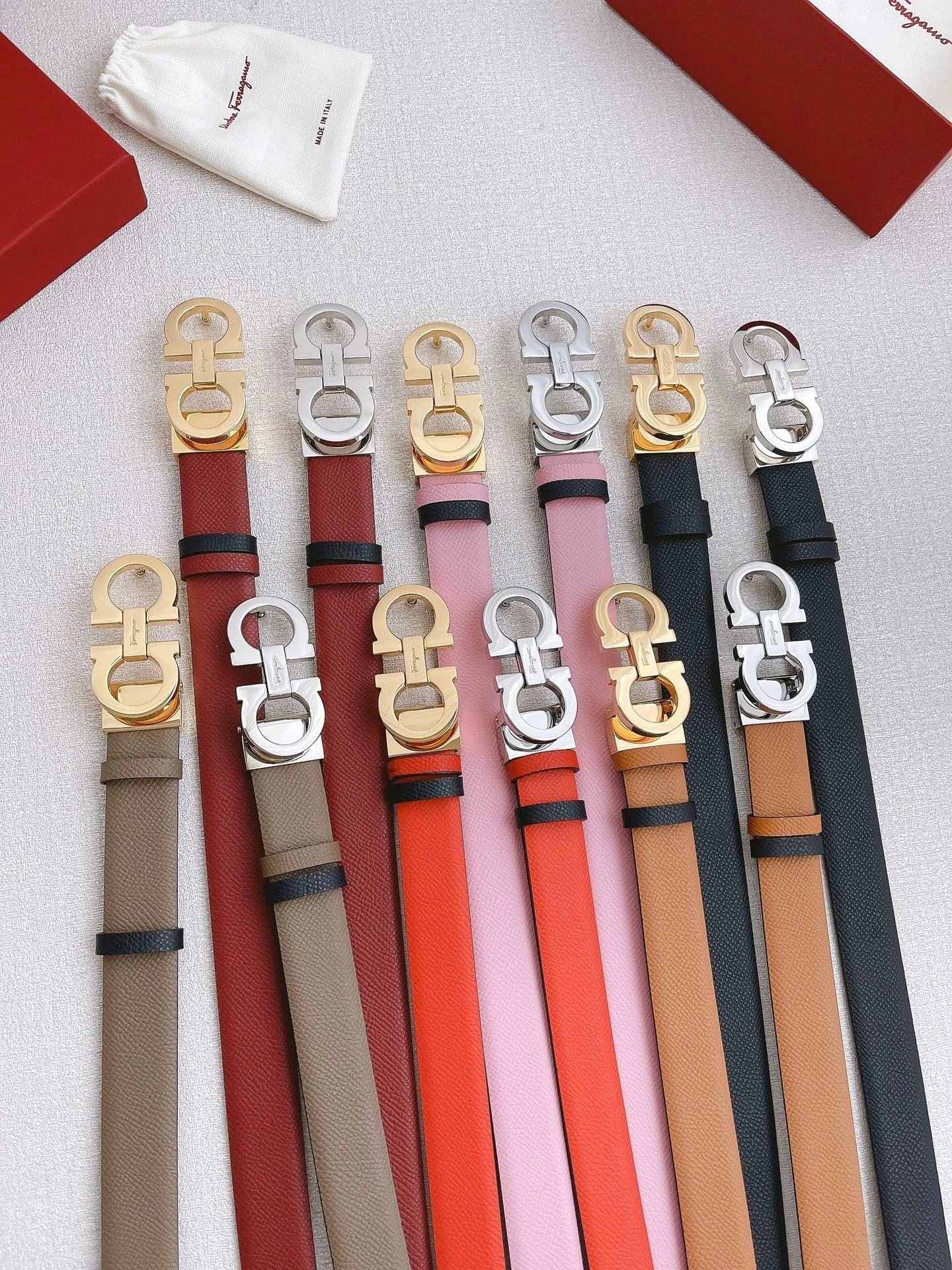 Ferragamo Belt Top version 【Counter Genuine Customization】Belt Ladies NFC Anti-Counterfeiting Surrogate Shopping Light Luxury Women's Belt Vachette Clasp Business Casual Genuine Leather Replacement Belt Belt2.5