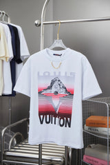 Louis Vuitton LV T-shirt Ski Ski Series Volcano Striped Clover Print Chain Round Neck Short Sleeve Unisex T T-shirt Pure Cotton