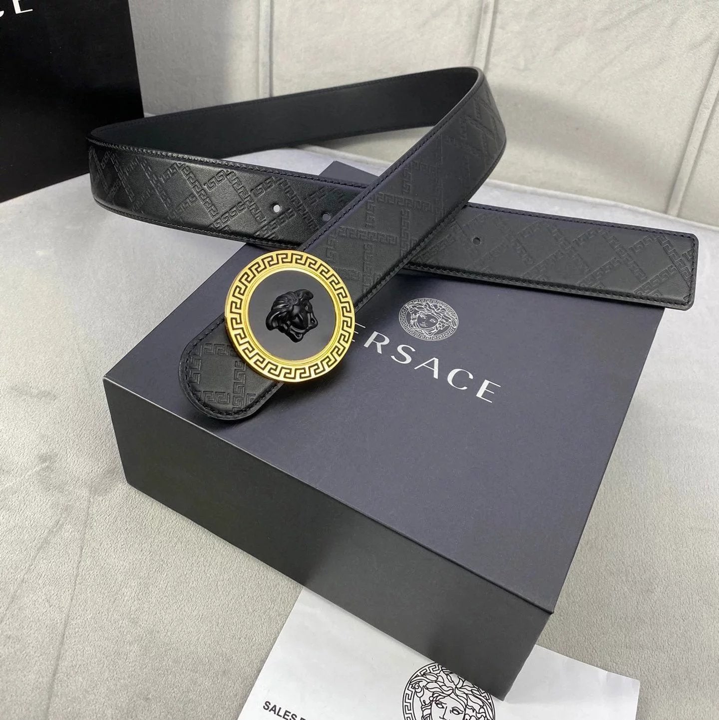 VERSACE Belt Top version Brand New Full Set Belt Fashion Trend Genuine Leather Business Casual Men Women Belt Cowhide Embossed Pant Belt