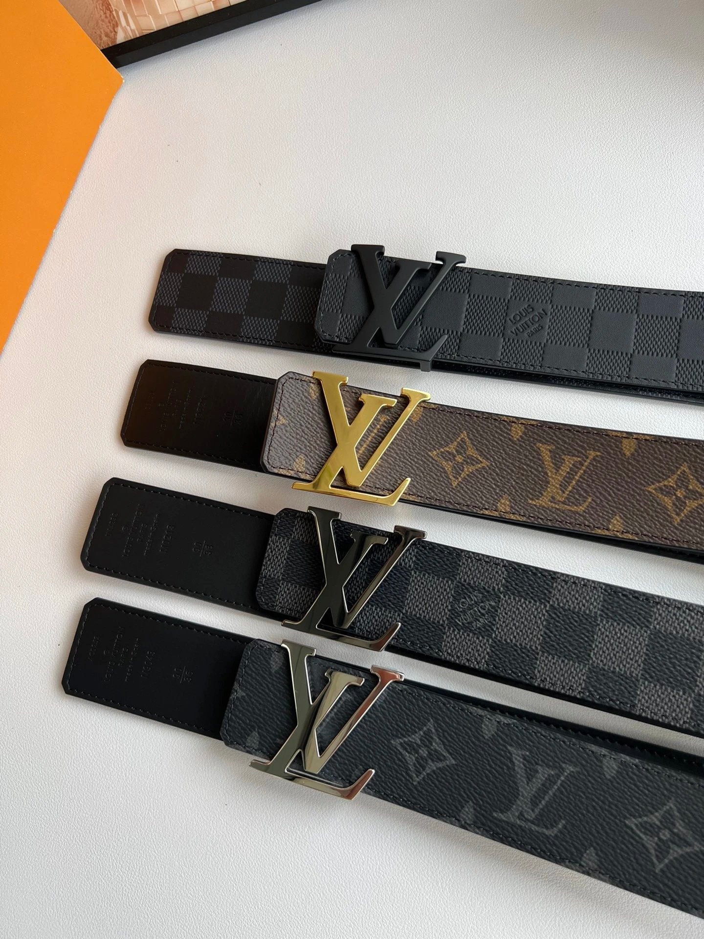 Louis Vuitton LV Belt Top version 【Counter Quality】The Most New Belt4.0cm Men's Belt Metal Buckle Men's Leather Belt with Classic Chessboard Plaid Belt with Genuine Goods Packaging in and out of the Counter No Problem Versatile Casual Fashion Formal Wear