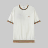 Burberry T-shirt Striped Knit with Embroidery logo round Neck Short Sleeve25ss New pure cotton T Unisex T-Shirt OS Drop Shoulder Loose Fit Base Shirt Top T-Shirt Short Sleeve