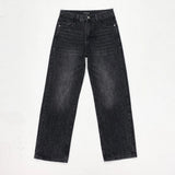 Balenciaga Jeans Double Waistband B Leather tag logo Straight Washed Blue Jeans Autumn Winter New Unisex Long Pants Loose Casual High Waist