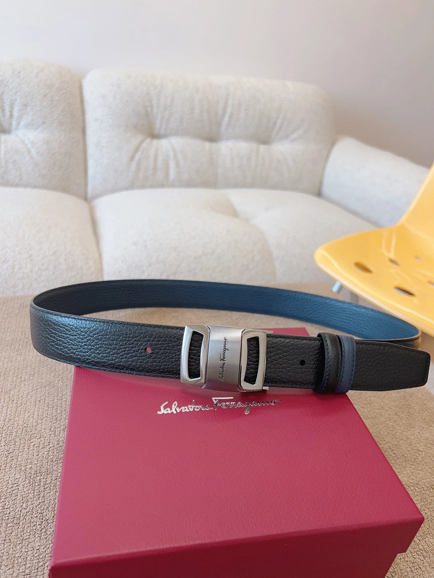 Ferragamo Belt Top version 【Counter Genuine Customization】Belt Men NFC Anti-Counterfeiting Surrogate Shopping Light Luxury Men's Leather Belt Vachette Clasp Business Casual Genuine Leather Replacement Belt Belt3.5