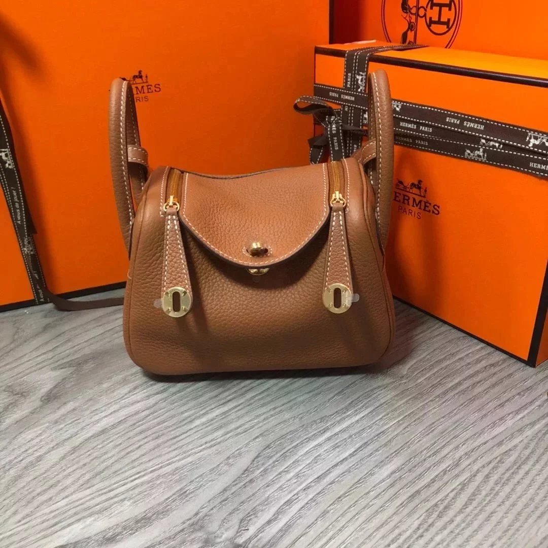 Hermes men's bag Top version 【H Handmade】2020Imported Calfskin Pure Hand Lindy Bag Doctor Bag Shoulder Handbag Medical Box Minilindy19cm26cm Women's Bag
