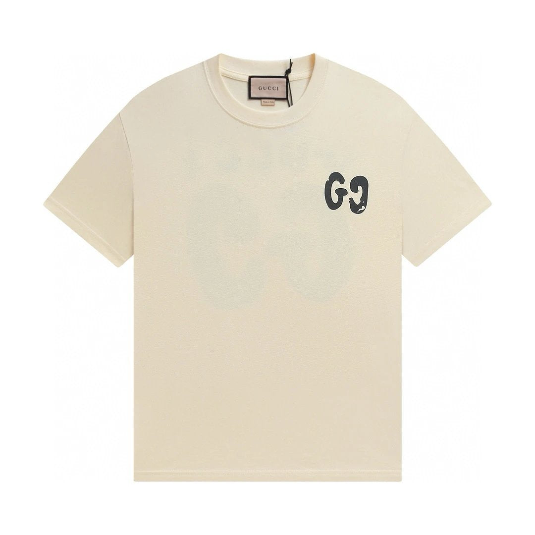 Gucci T-shirt Back with Large Letter Print logo round Neck Short Sleeve25ss New pure cotton T Unisex T-Shirt OS Drop Shoulder Loose Fit Base Shirt Top T-Shirt Short Sleeve