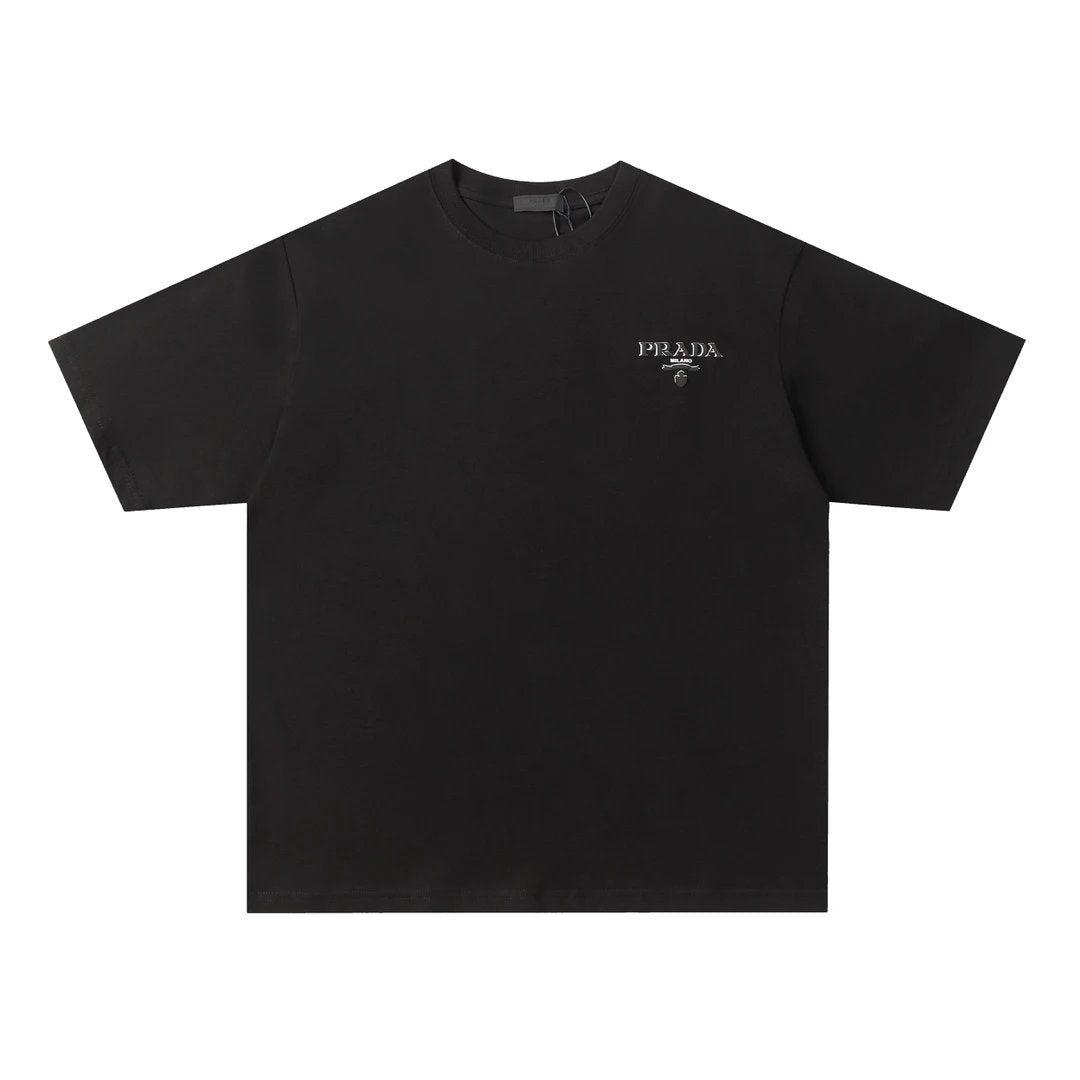 PRADA T-shirt Front Chest Letter Foam Embossed 3D Design LOGO round Neck Short Sleeve25ss New pure cotton T Unisex T-Shirt OS Loose Fit Base Shirt Top Half Sleeve T-Shirt