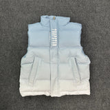 Trapstar Down Jackets Vests Light Blue Gradient Vest Men's and Women's Same European and American Fashion Brand Sleeveless Stand Collar Jacket Casual Wear