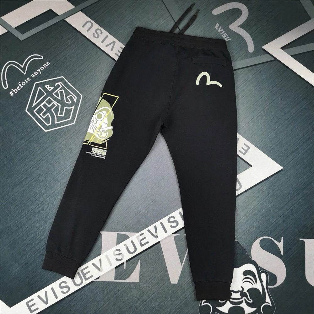 Evisu Sweatpants Top Version2024Autumn and Winter New Sweatpants Colorful Diamond Damo Men and Women Loose Casual Couple Long Pants Fashion