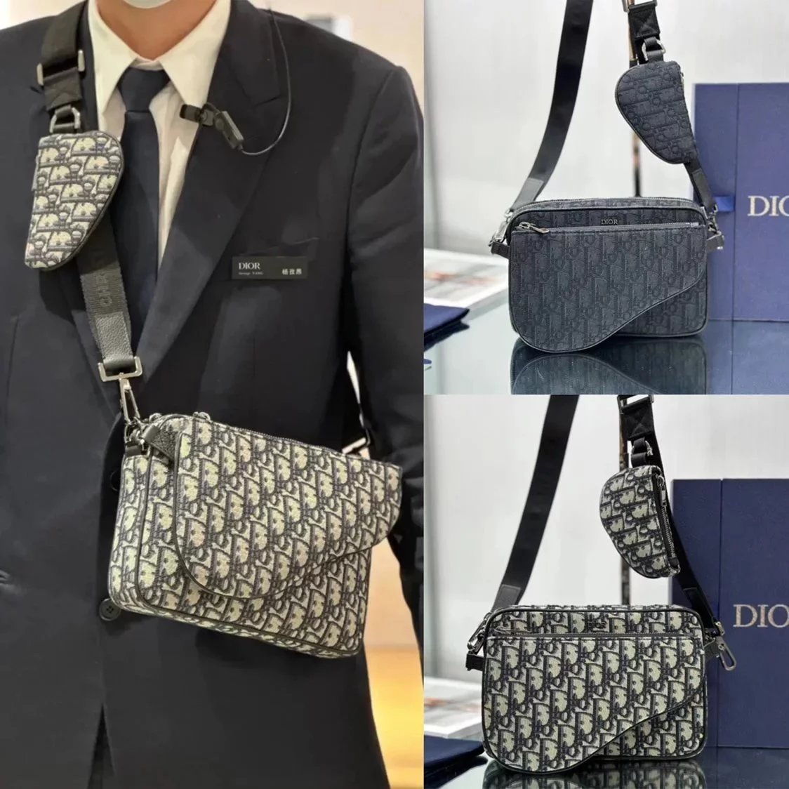 Dior Men's Bag Top version 【New products in stock】Dijia New Men's Saddle Bag Two-in-One Multifunctional Men's Bag Messenger Bag Mobile Phone Bag Shoulder Bag Mini Purse Key Bag Classic Oblique Printed Fabric Super Quality New Men's Bag Camera Bag Saddle B