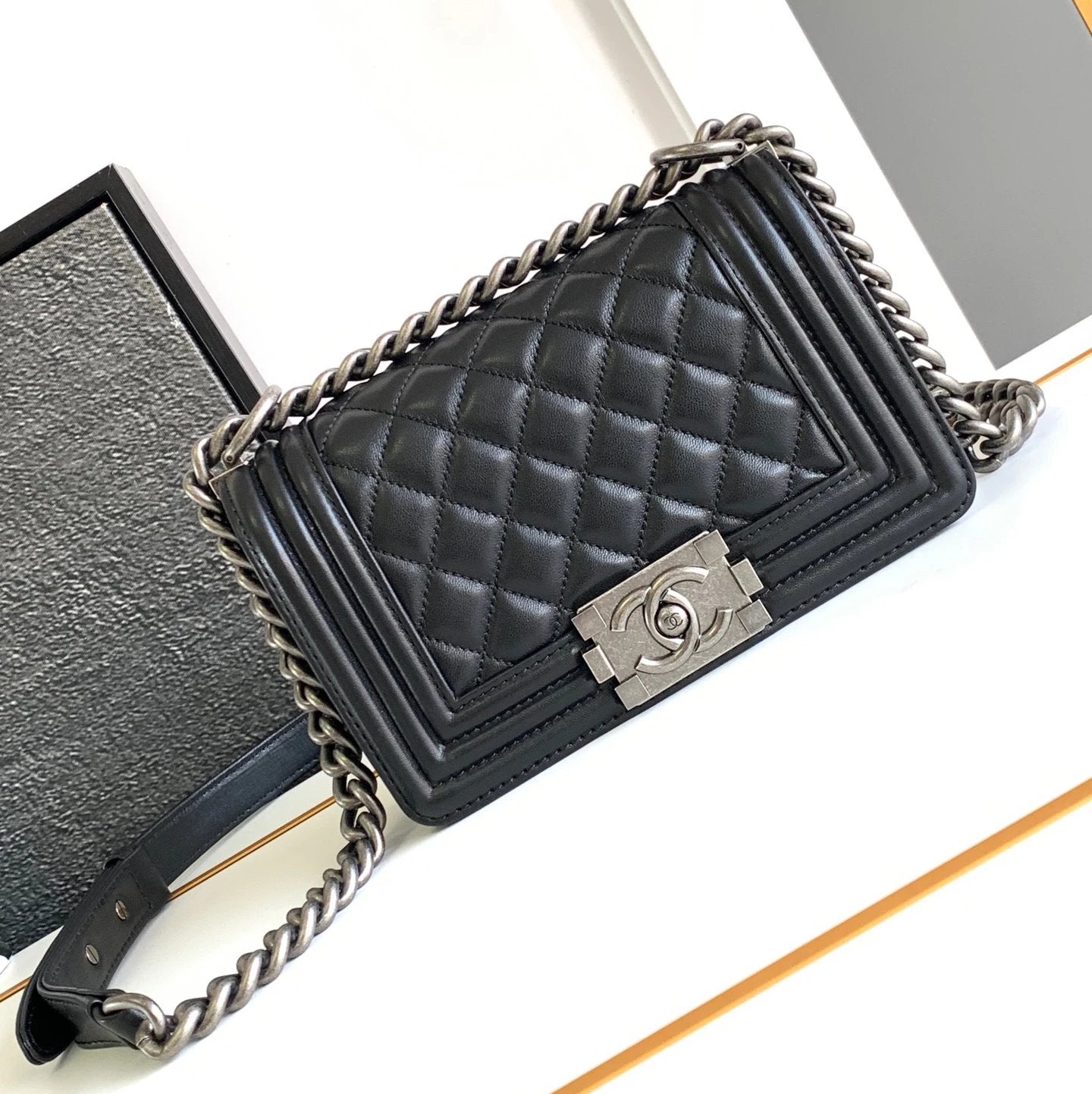 Chanel Women's Bag Top version 【Ceiling Grade High-End Version Original Leather】Classic Style Leboy Flap Bag Original Caviar Cowhide Original Sheepskin Leboy Black Gold Black Silver Ball Pattern Cattle Leather Bag Chain Bag Messenger Bag Shoulder Bag Wome