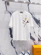 Louis Vuitton LV T-shirt Alphabet Fusion Tool Pattern Embroidery LOGO Logo Crew Neck Short Sleeve Pure Cotton Unisex T T-shirt OS Loose Fit T-Shirt Casual Simple Base Shirt