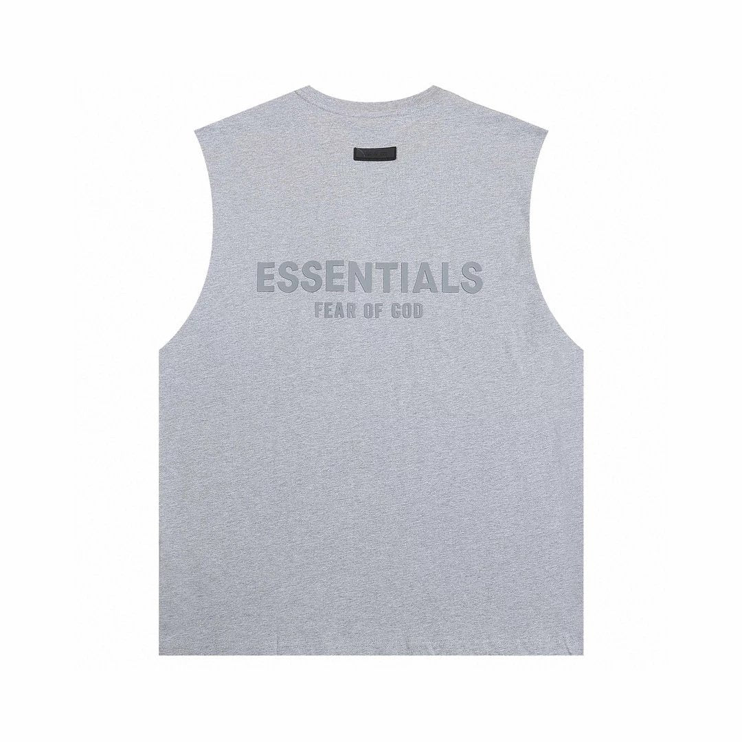 ESSENTIALS T-shirt Top Version American Couple20Double Line Letter Silicone Vest Bottoming Shirt Fashion