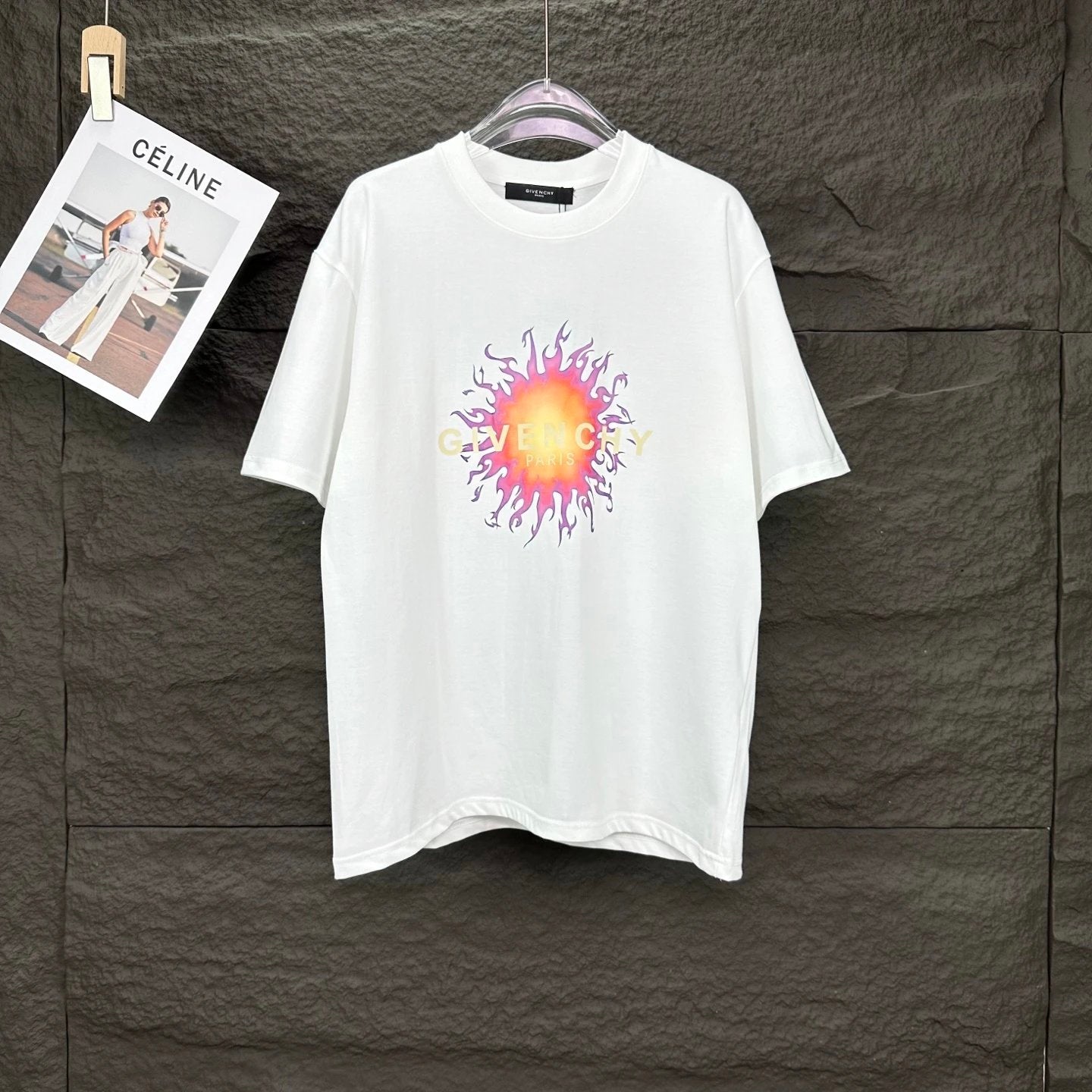 Givenchy T-shirt Sun Letter Printing on Chest logo round Neck Short Sleeve25ss New Pure Cotton Unisex Style T T-shirt OS Loose Fit Base Shirt Half Sleeve T-Shirt Top Half Sleeve