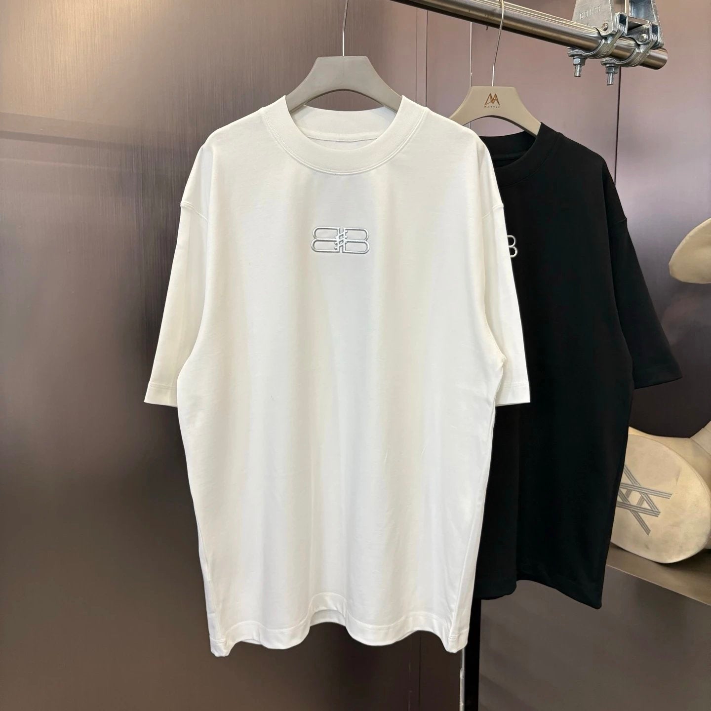 Balenciaga T-shirt 3D Chest Double BB Letters logo round Neck Short Sleeve25ss New Pure Cotton Unisex Style T T-shirt OS Loose Fit Base Shirt Top Half Sleeve T-Shirt