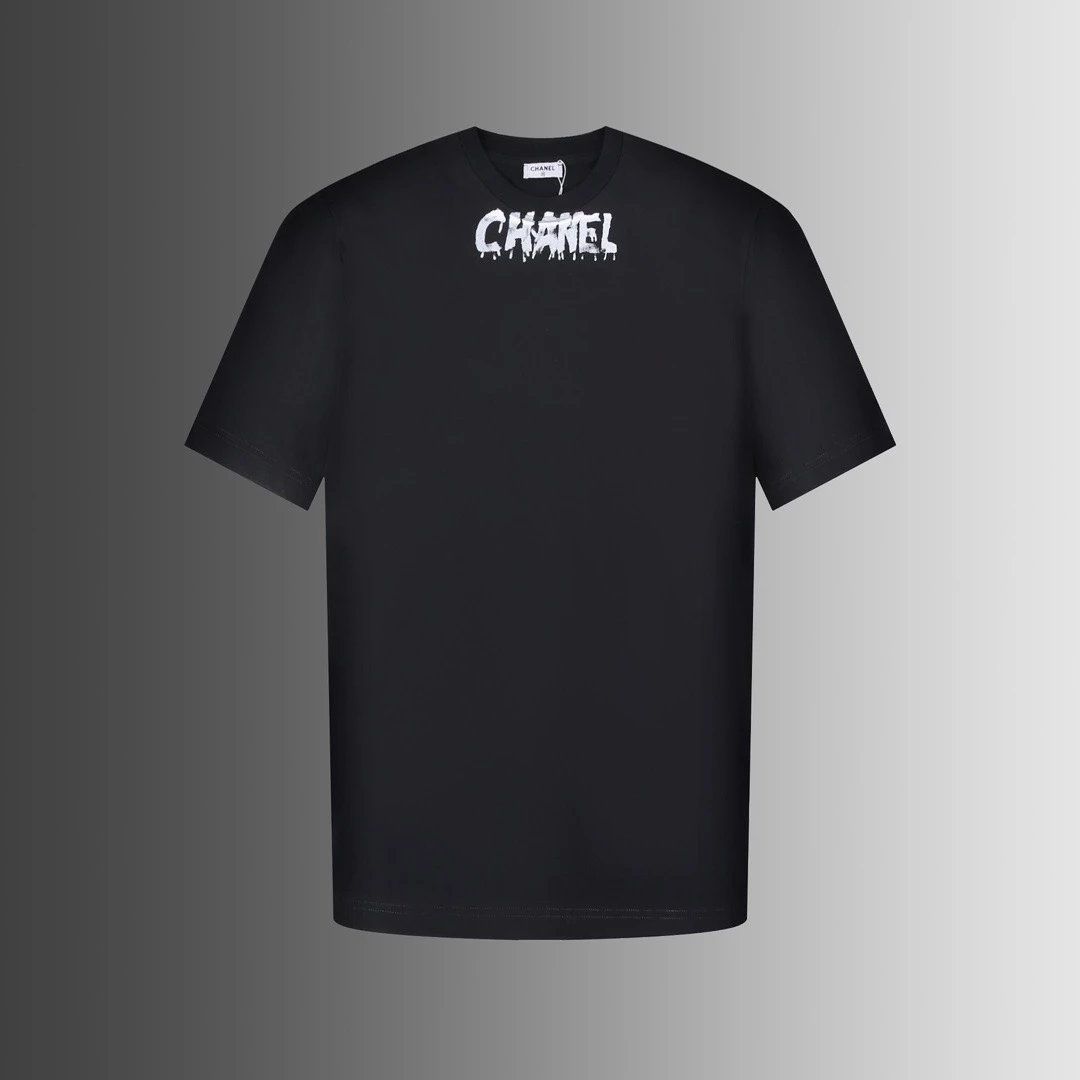 Chanel T-shirt Short Sleeve High-End Quality Spring and Summer Series
Neckline Hand Painted LOGOT T-shirt Difference Ordinary Printing Customized240G Double Yarn Pure Cotton Fabric OS Full Set of Accessories for Men and Women
size：XSSML