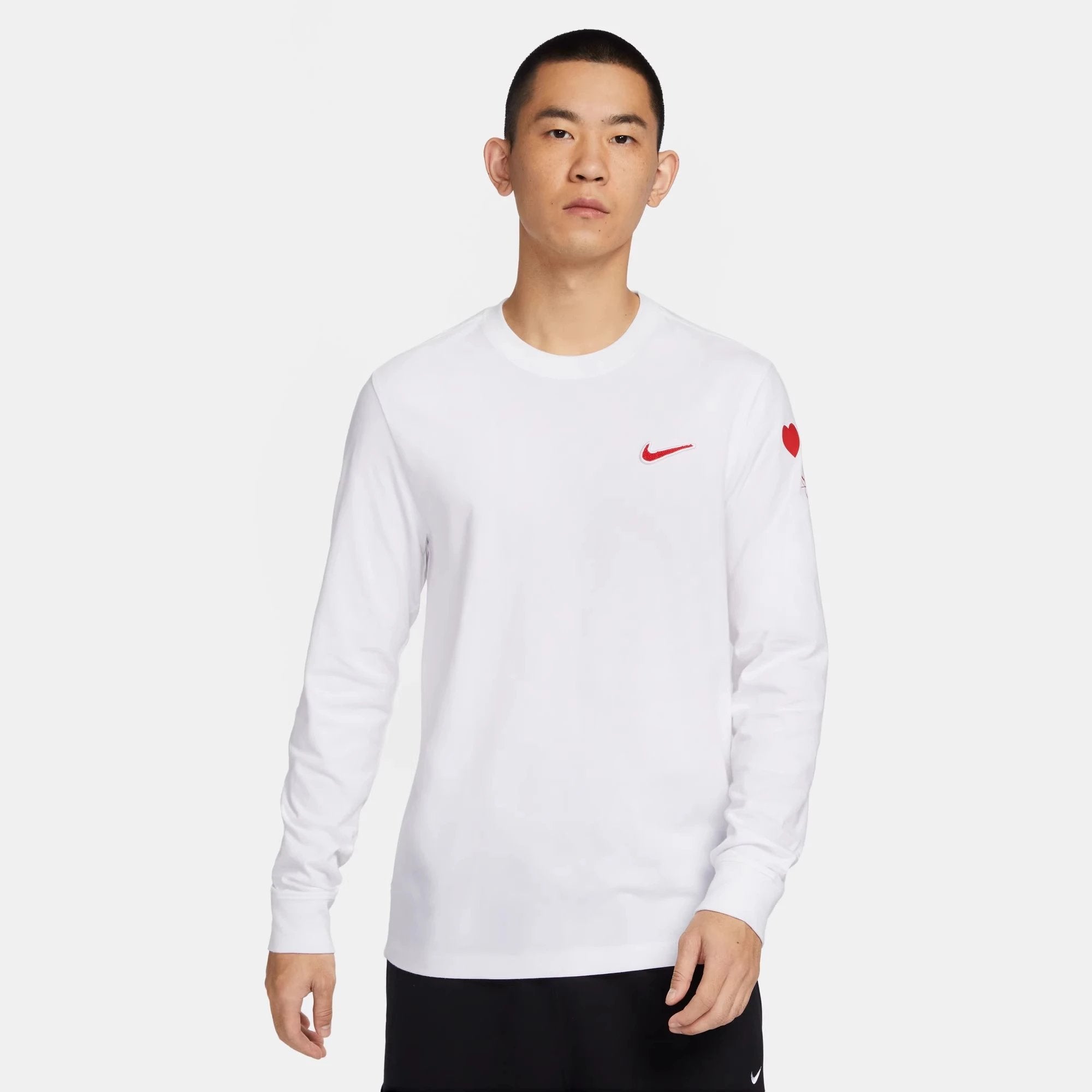 Nike Men T T-shirt Sports Casual Breathable Valentine's Day Printed round Neck Long Sleeve Pullover Spring FV3994