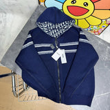 Dior Sweater Hooded Cashmere Cardigan Double-Sided Zipper Sweater Coat Casual Loose Hoodie Jacket Sweater Cardigan Men and Women Same Style os Version24ss Autumn and Winter New Products