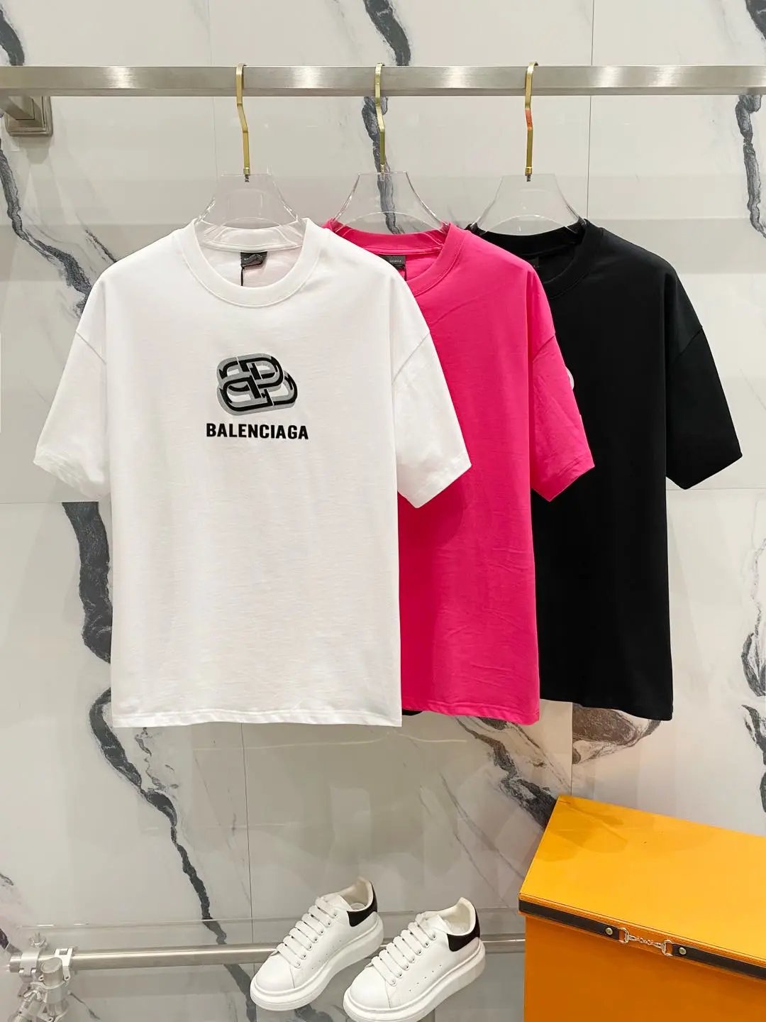 Balenciaga T-shirt Chest Zipper Letter Print logo round Neck Short Sleeve25ss New Pure Cotton Unisex Style T T-shirt OS Loose Fit Base Shirt Top Half Sleeve T-Shirt