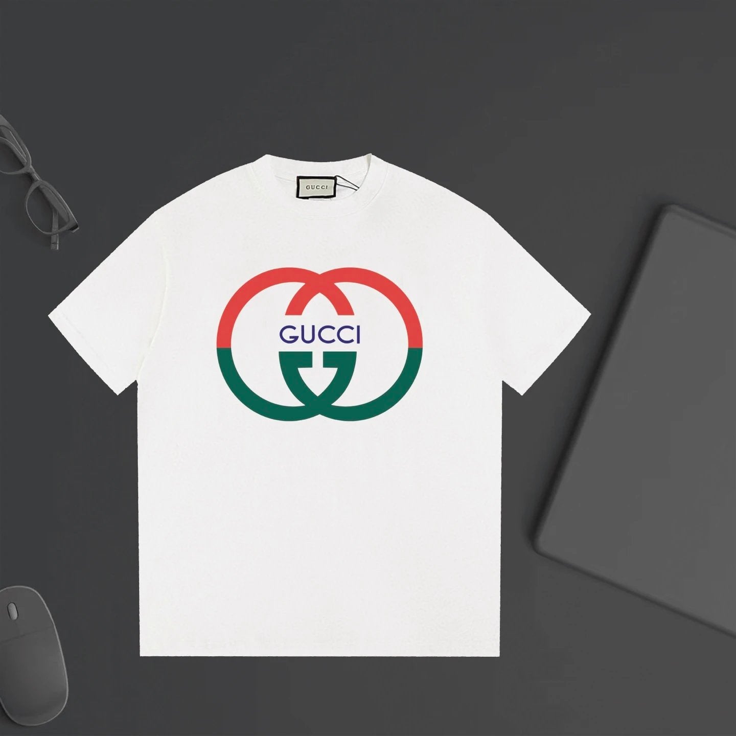 Gucci T-shirt Color-Blocked Front Double G Letter Printing logo round Neck Short Sleeve25ss New pure cotton T Unisex T-Shirt OS Loose Fit Base Shirt Top Half Sleeve T-Shirt