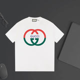 Gucci T-shirt Color-Blocked Front Double G Letter Printing logo round Neck Short Sleeve25ss New pure cotton T Unisex T-Shirt OS Loose Fit Base Shirt Top Half Sleeve T-Shirt