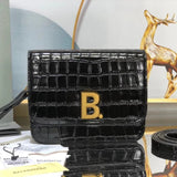Balenciaga Bag Top version 【Level Surrogate Shopping】Square bag Box Bag Stewardess Bag Crossbody Women's Bag File Holder Small Square Bag Crocodile Pattern Cowhide