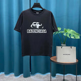 Balenciaga T-shirt Double-breasted B Printing logo round Neck Short Sleeve25ss New Pure Cotton Unisex Style T T-shirt OS Loose Fit Base Shirt Casual Top Short Sleeve T-Shirt