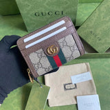 Gucci Wallet Top version 【Original Leather】Men's and Women's Mini Purse Card Holder Horsebit Buckle Short Wallet Wallet Men's Wallet Women's Wallet Short Wallet1955Series Short Card Holder621887