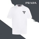 PRADA T-shirt Chest Brand Embroidery logo round Neck Short Sleeve25ss New Pure Cotton Unisex Style T T-shirt OS Loose Fit Base Shirt Half Sleeve T-Shirt Top Half Sleeve