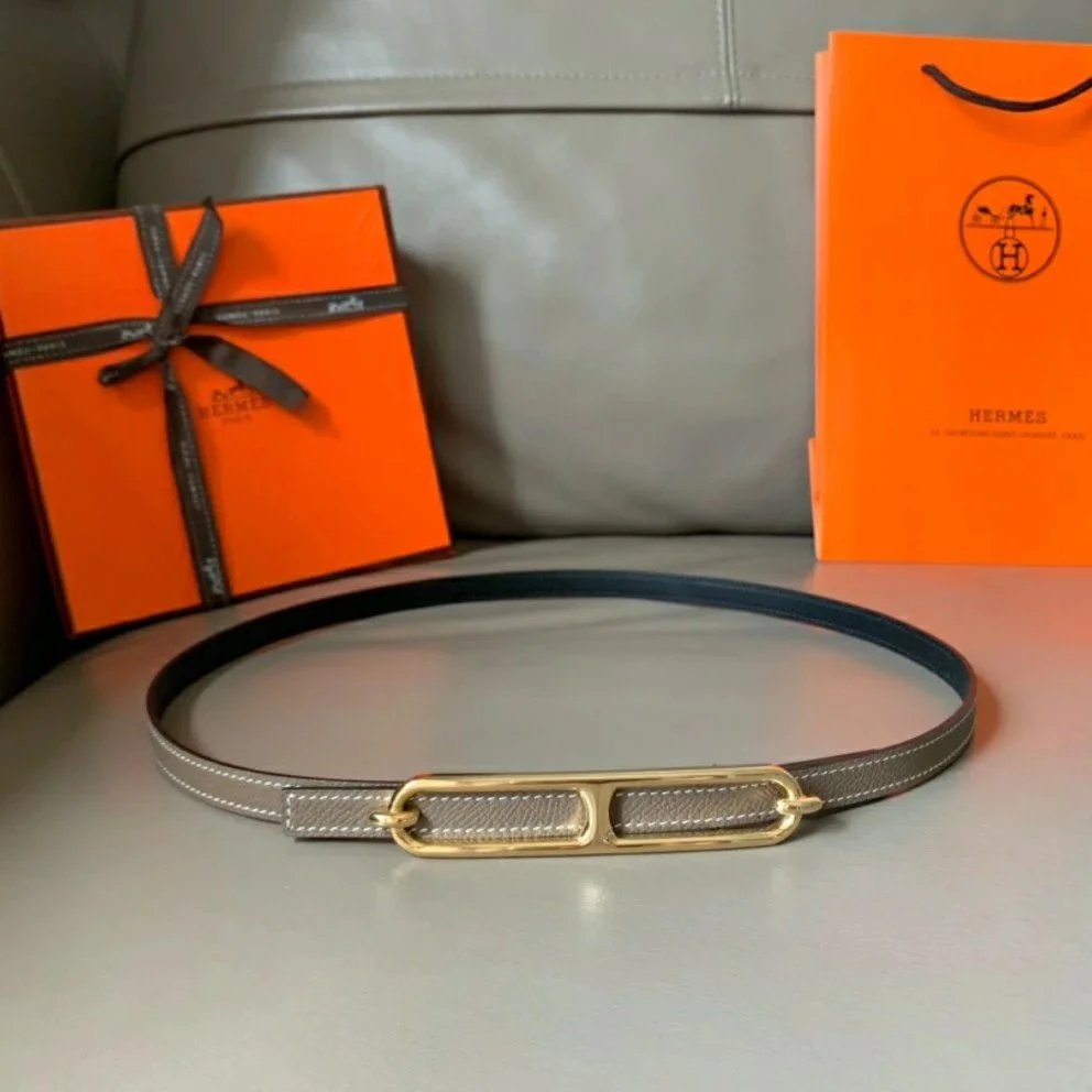Hermes Belt Top version Women's Leather Belt Fashion All-Matching Women's Thin Belt Internet Celebrity Same Style Dress Belt