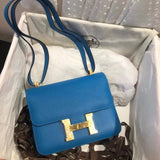 Hermes women's bag Top version 【H Handmade Custom】Stewardess Bag Constance Bag constance Silver Buckle Gold Buckle EP Women's Leather Crossbody Shoulder Bag2424